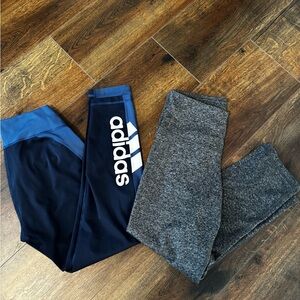 Adidas Navy and Gray Leggings Set